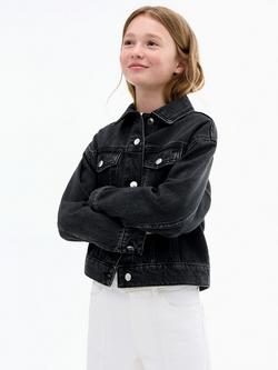 Mango Kids' Alice Long Sleeved Denim Jacket, Open Grey, Open Grey