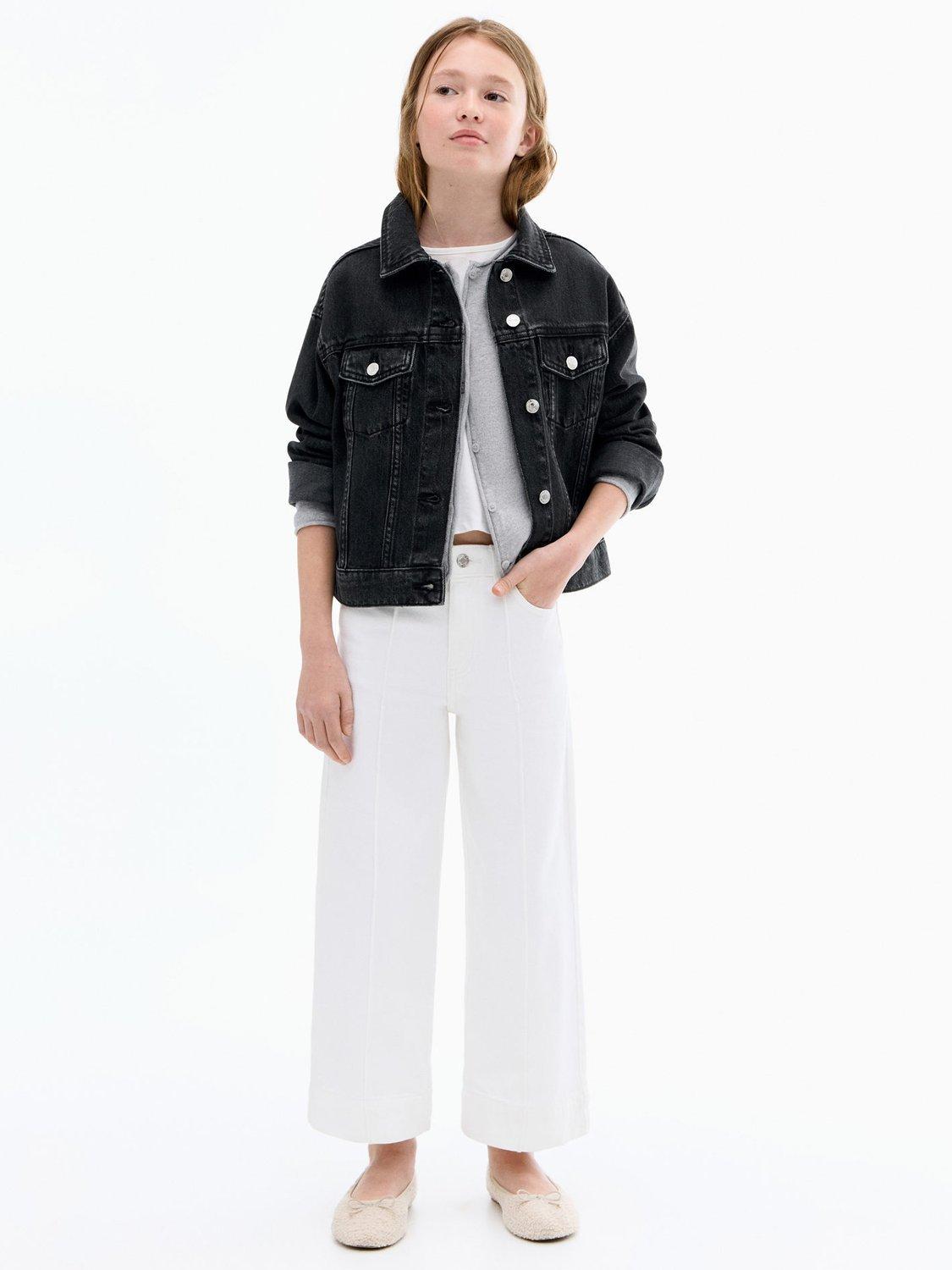 Product image 2 of 7, which shows Mango Kids' Alice Long Sleeved Denim Jacket, Open Grey, 6 years