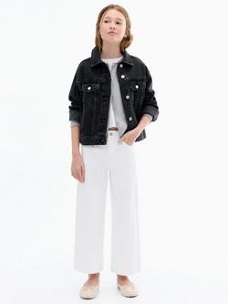 Mango Kids' Alice Long Sleeved Denim Jacket, Open Grey - view 2, Open Grey