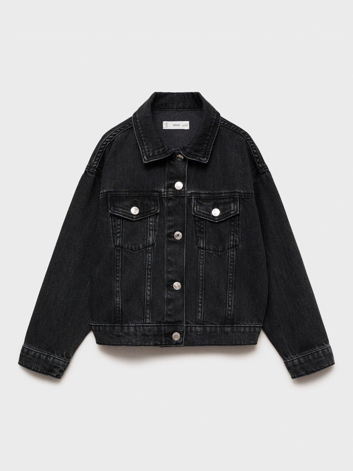 Product image 3 of 7, which shows Mango Kids' Alice Long Sleeved Denim Jacket, Open Grey, 6 years