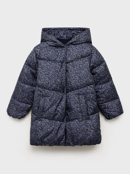 Mango Kids' Anna Quilted Hooded Coat, Dark Blue