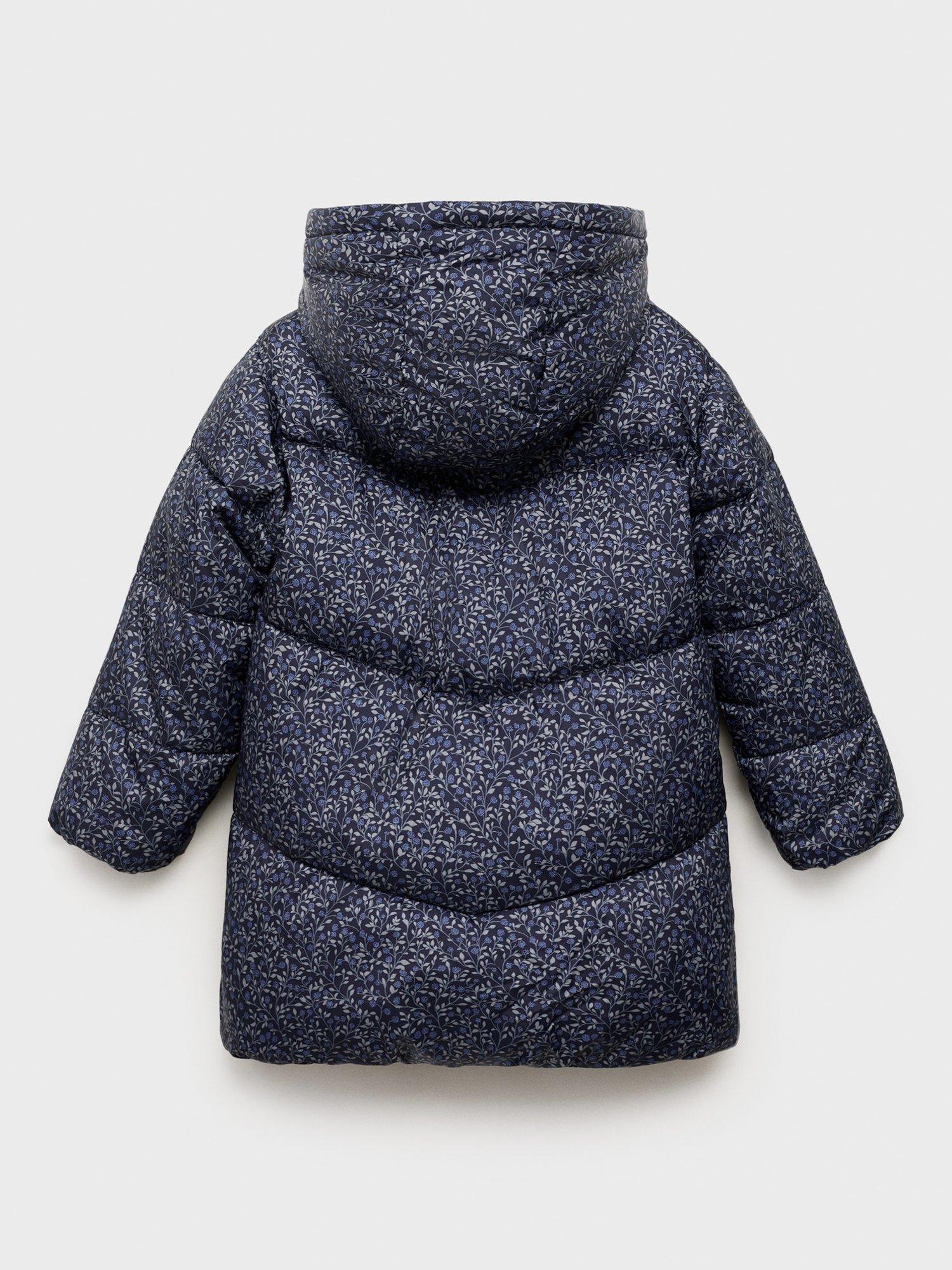 Product image 2 of 4, which shows Mango Kids' Anna Quilted Hooded Coat, Dark Blue, 11 yrs