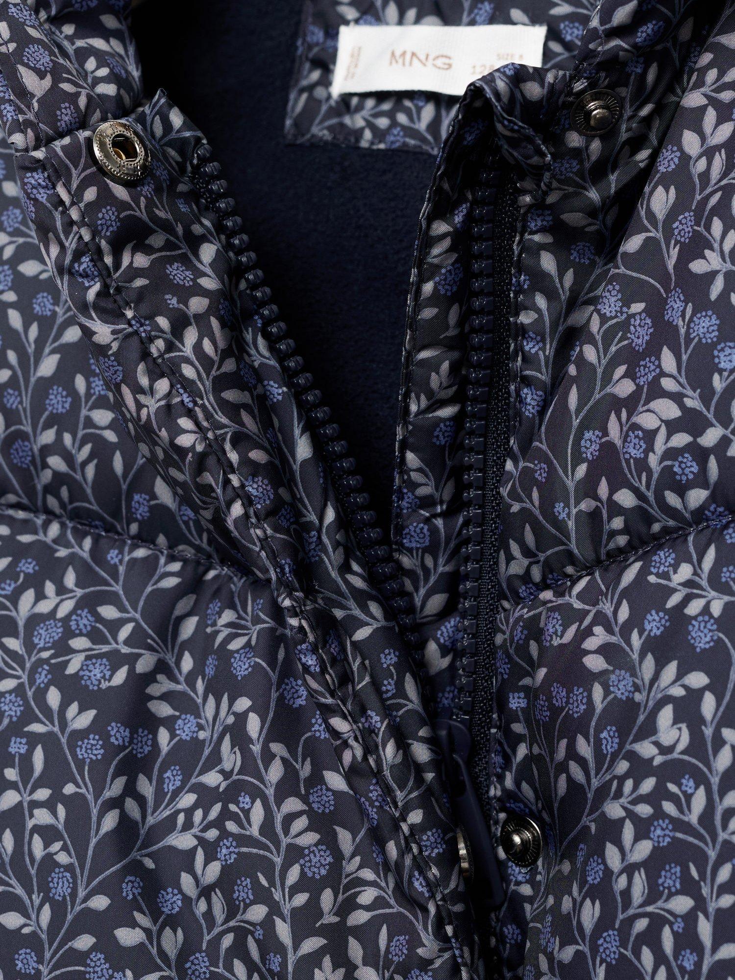 Product image 4 of 4, which shows Mango Kids' Anna Quilted Hooded Coat, Dark Blue, 11 yrs