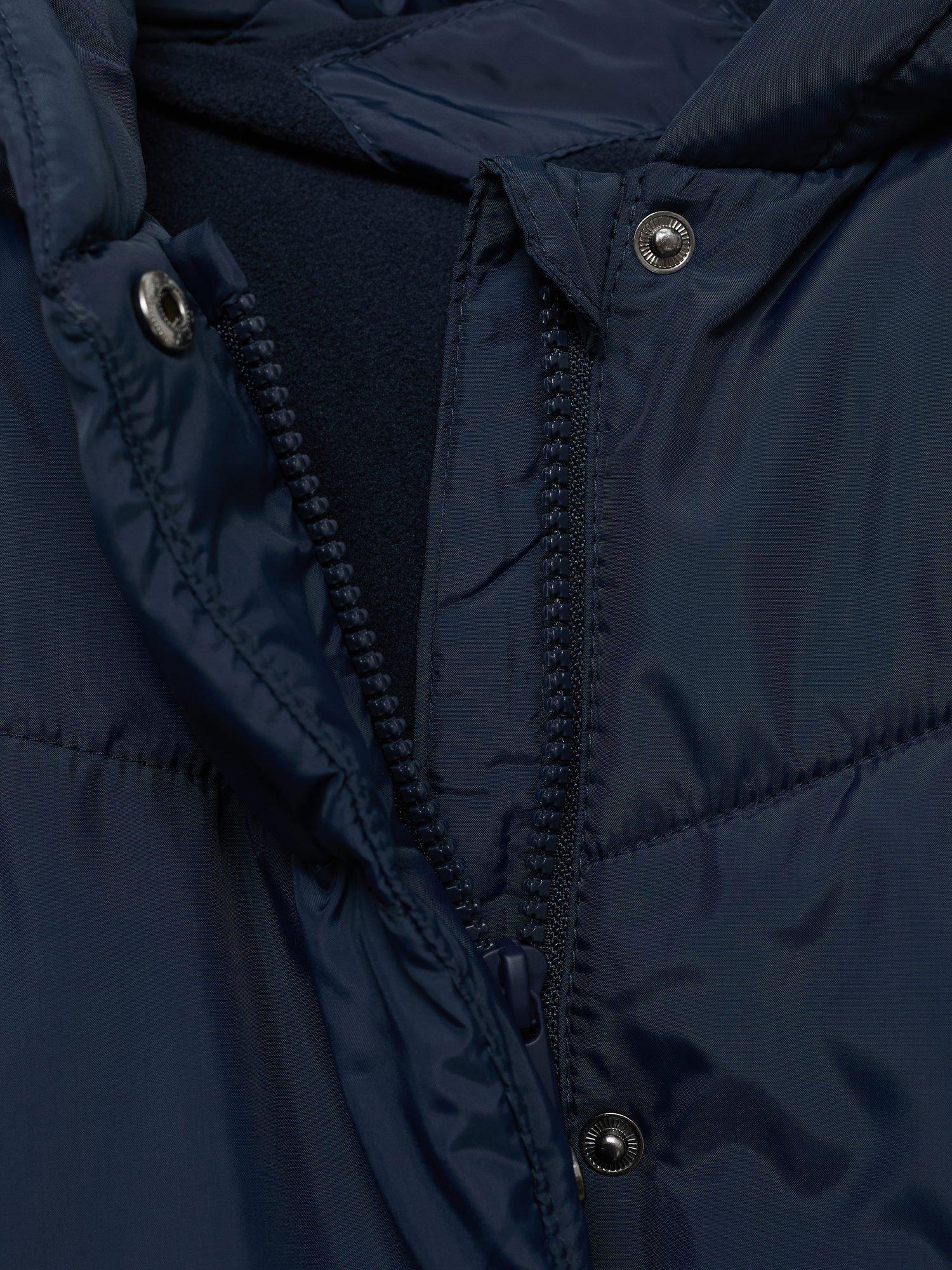 Product image 4 of 4, which shows Mango Kids' Anna Quilted Hooded Coat, Navy, 6 yrs