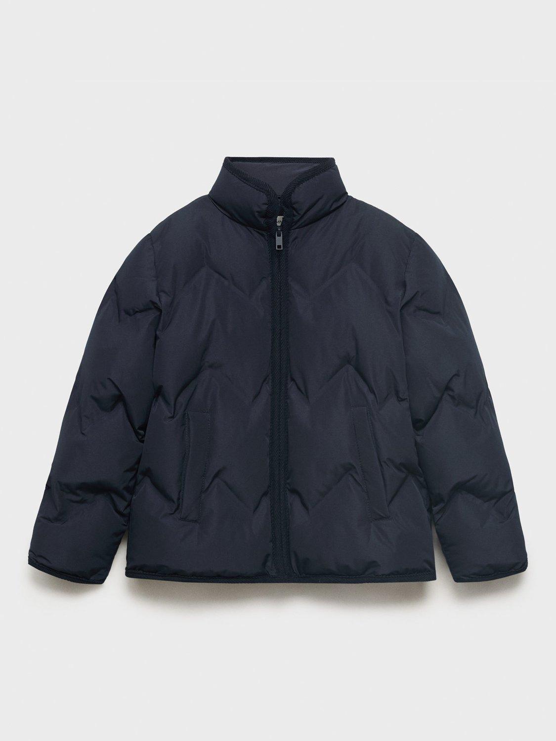 Product image 1 of 4, which shows Mango Kids' Calessi Quilted Jacket, Navy, 11 years