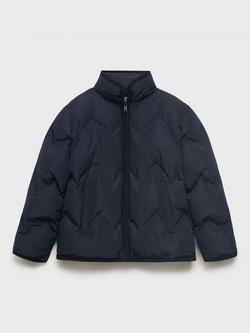 Mango Kids' Calessi Quilted Jacket, Navy, Navy