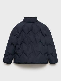 Mango Kids' Calessi Quilted Jacket, Navy - view 2, Navy