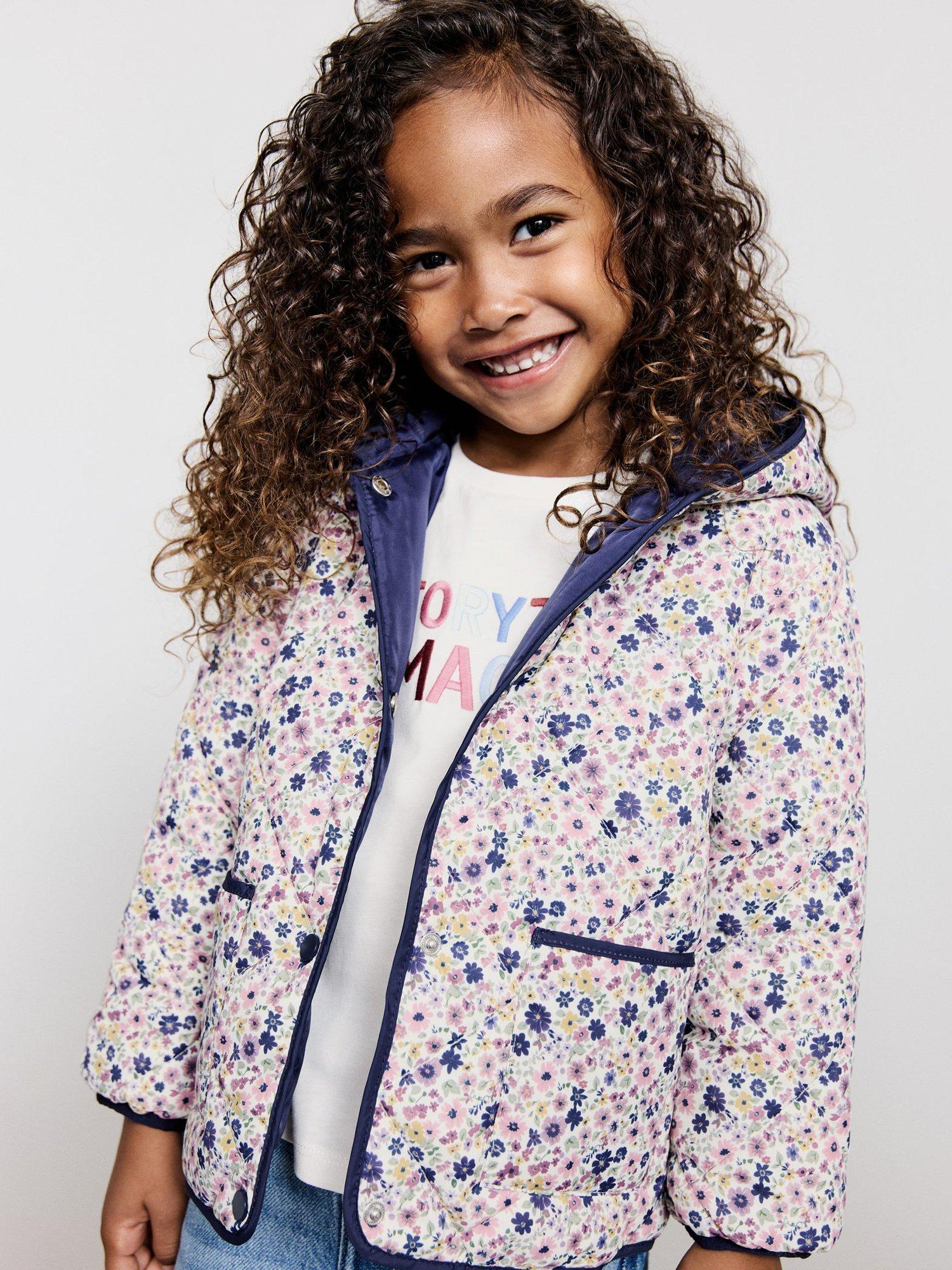 Product image 1 of 7, which shows Mango Kids' Cris Quilted Jacket, Navy, 3-4 years