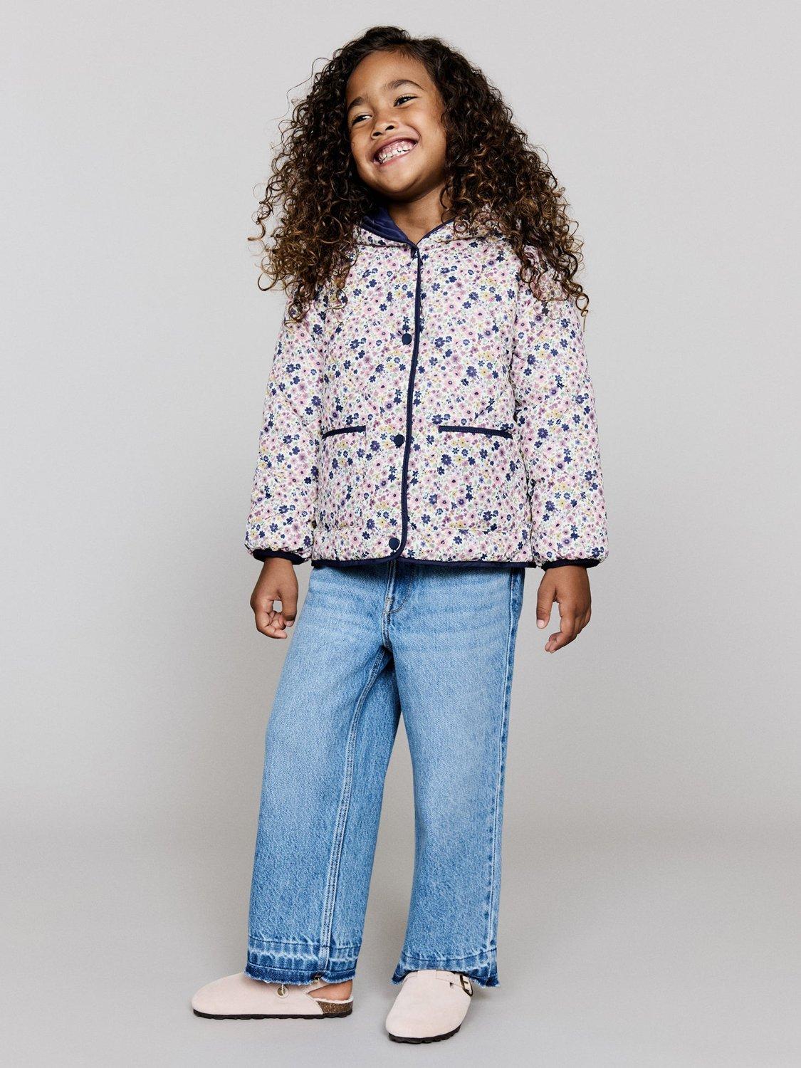 Product image 2 of 7, which shows Mango Kids' Cris Quilted Jacket, Navy, 3-4 years