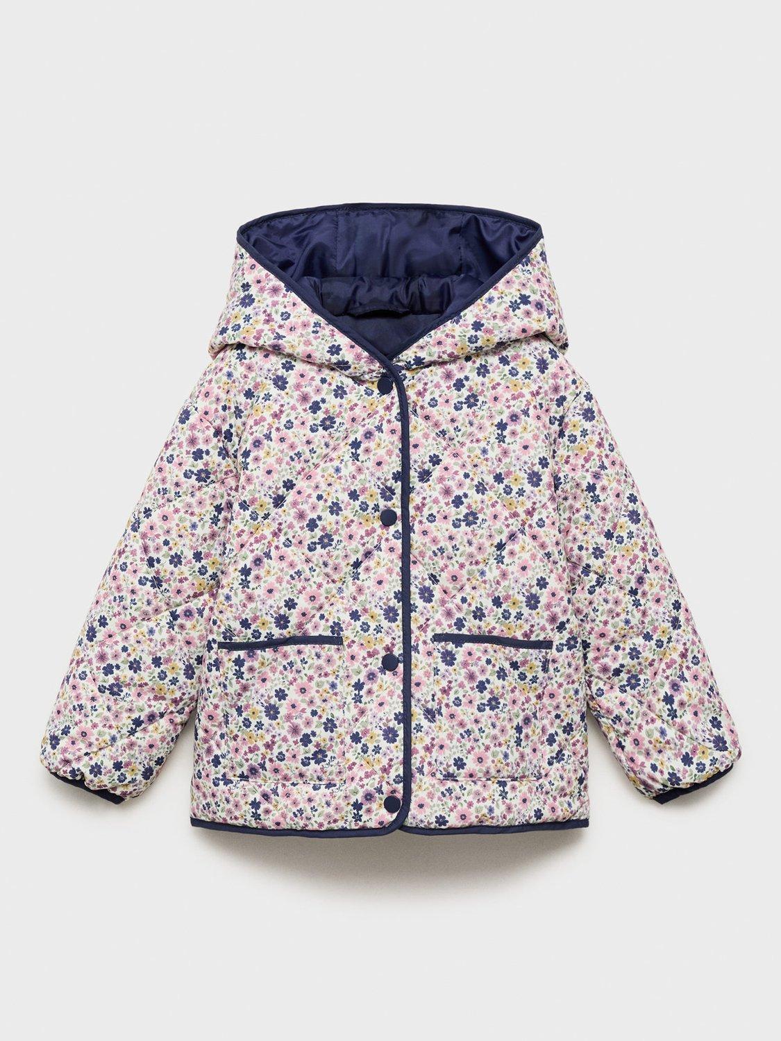 Product image 3 of 7, which shows Mango Kids' Cris Quilted Jacket, Navy, 3-4 years