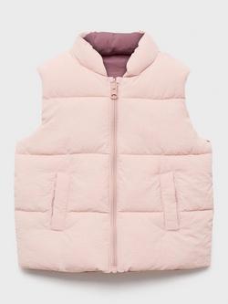 Mango Lia Kids' Reversible Quilted Gilet - view 2, Pink