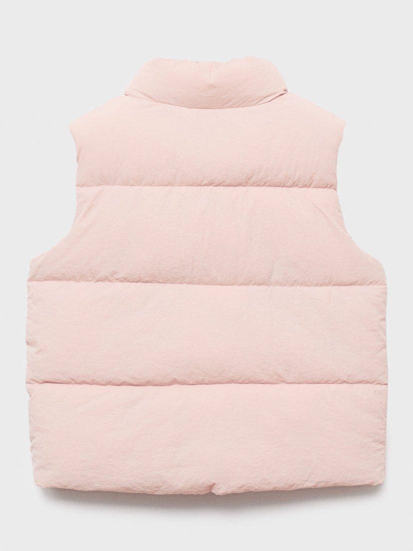Product image 3 of 5, which shows Mango Lia Kids' Reversible Quilted Gilet, Pink, 3-4 years