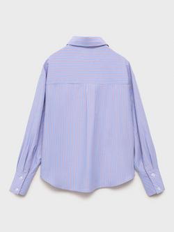 Mango Kids' Claudia Long Sleeved Striped Shirt, Medium Blue - view 2, Medium Blue