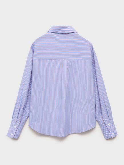 Mango Kids' Claudia Long Sleeved Striped Shirt, Medium Blue - view 2, Medium Blue
