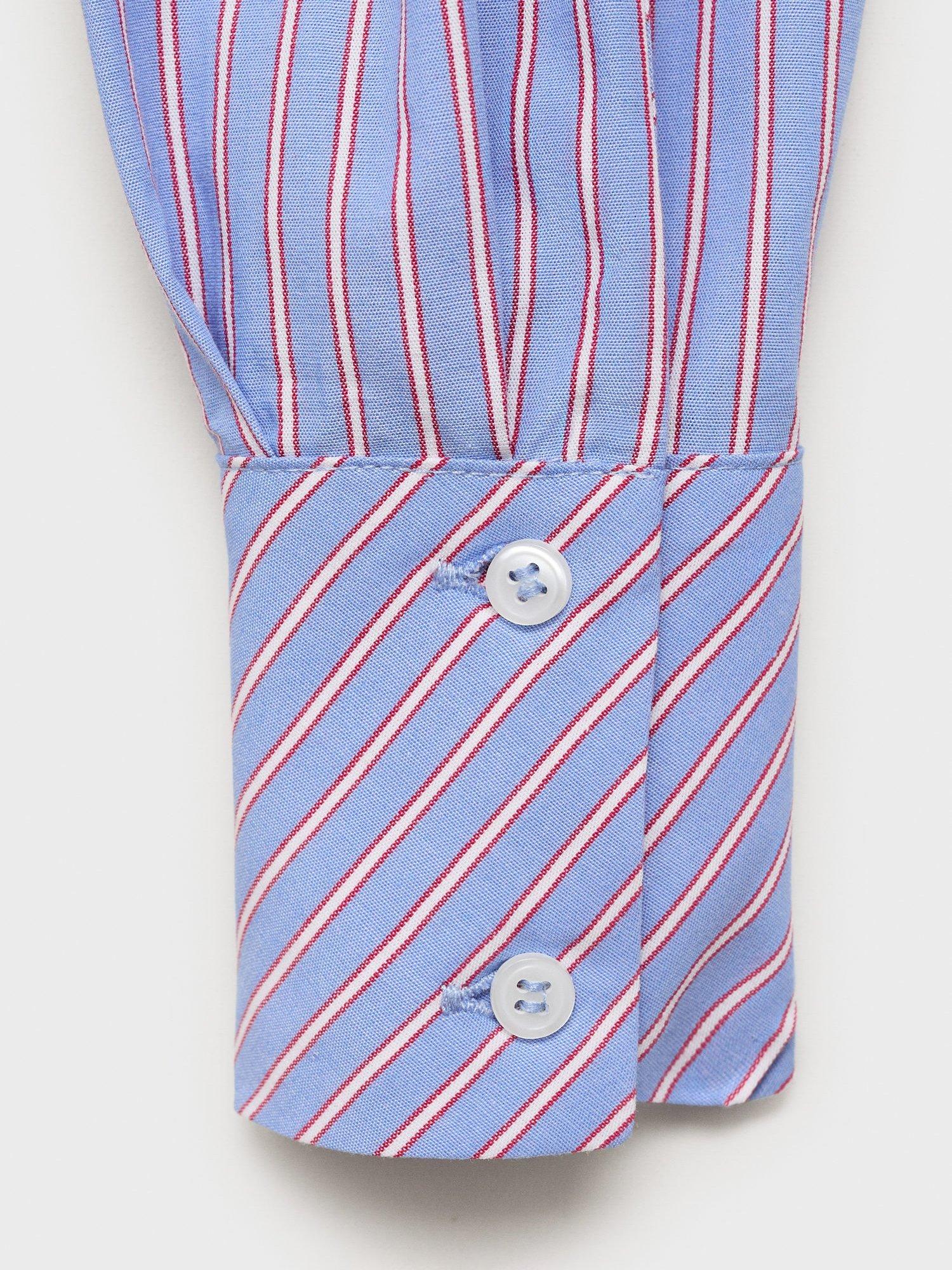 Product image 3 of 4, which shows Mango Kids' Claudia Long Sleeved Striped Shirt, Medium Blue, 10 years