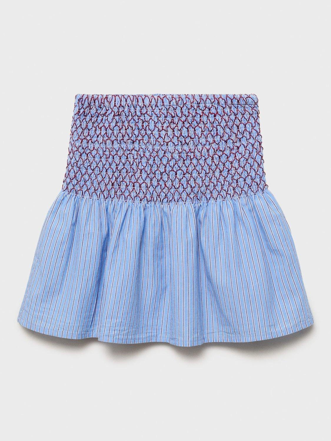 Product image 1 of 4, which shows Mango Kids' Alicia Cotton Blend Flared Mini Skirt, Medium Blue, 11-12 years