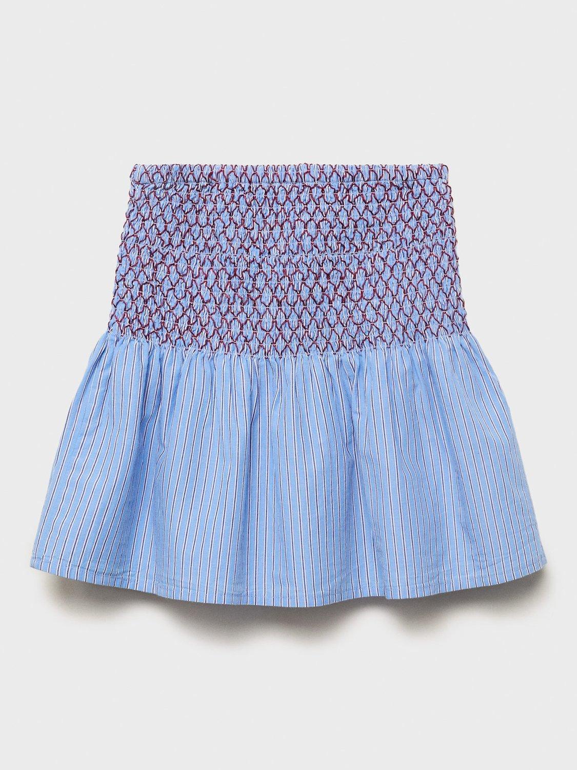 Product image 2 of 4, which shows Mango Kids' Alicia Cotton Blend Flared Mini Skirt, Medium Blue, 11-12 years