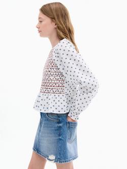 Mango Kids' Stella Denim A-Line Mini Skirt, Mid Blue - view 2, Mid Blue