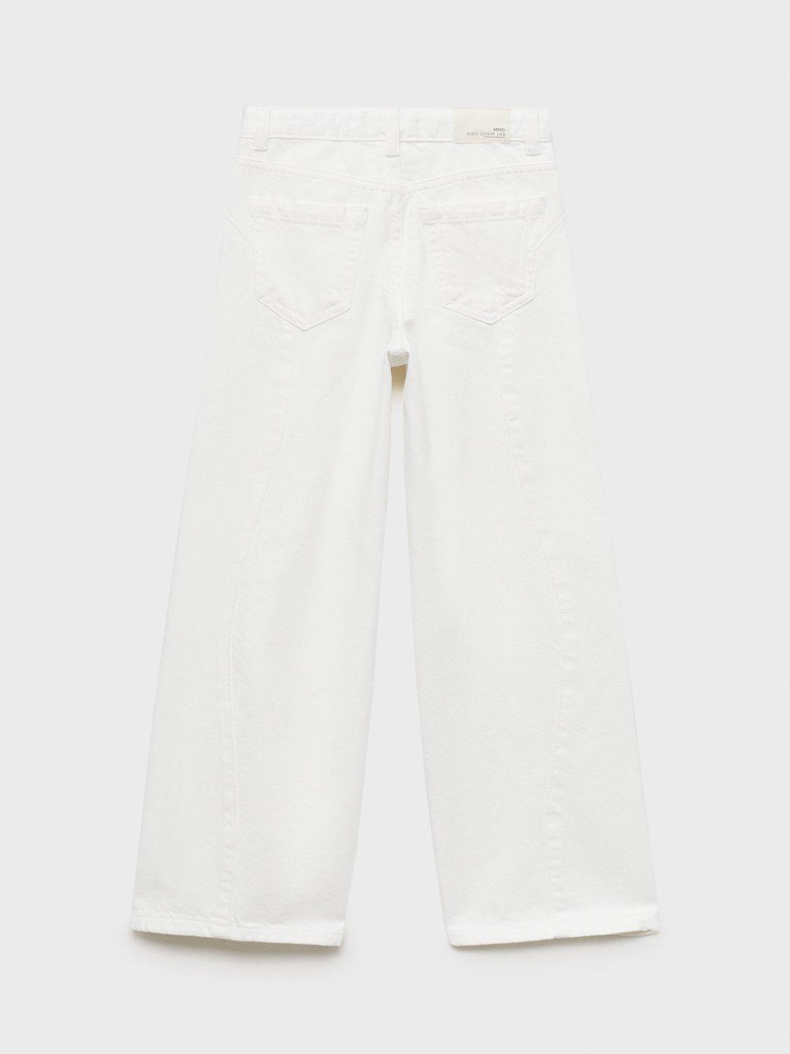 Product image 2 of 4, which shows Mango Kids' Dakota Denim Wide Leg Jeans, White, 10 years