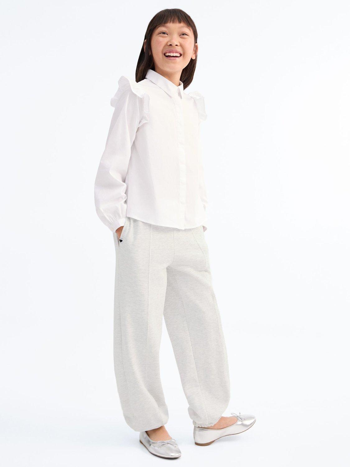 Product image 1 of 5, which shows Mango Kids' Cotton Blend Joggers, Pastel Grey, 10 years