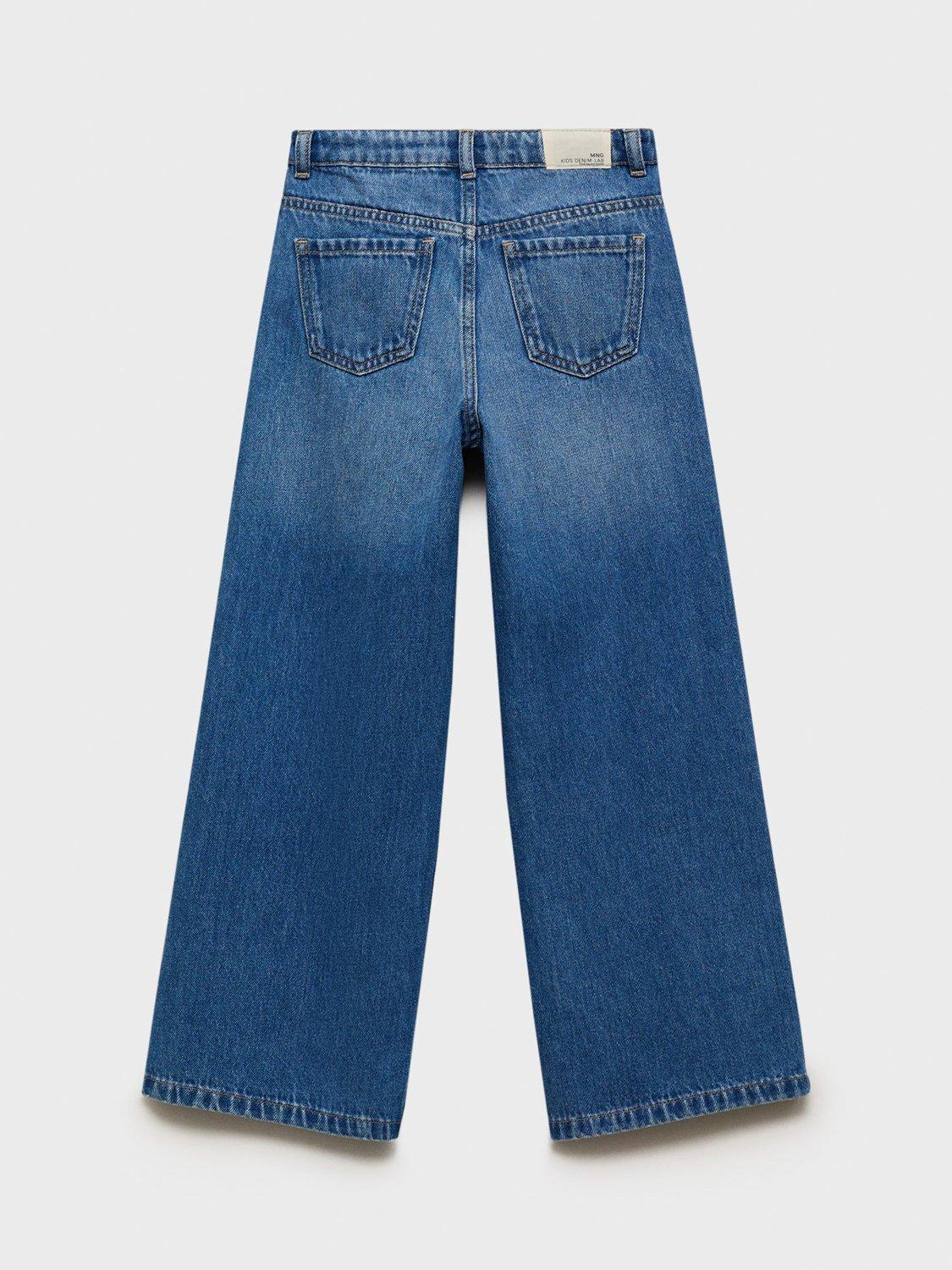 Product image 4 of 6, which shows Mango Kids' Studded Denim Jeans, Open Blue, 10 years