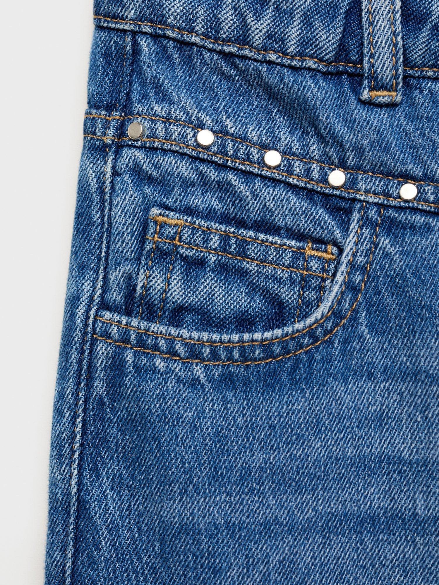 Product image 5 of 6, which shows Mango Kids' Studded Denim Jeans, Open Blue, 10 years