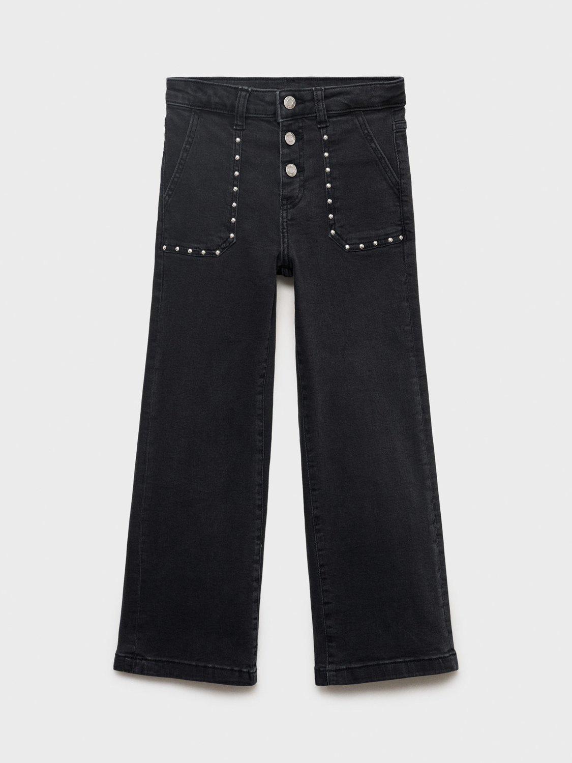 Product image 2 of 6, which shows Mango Kids' Studded Utility Jeans, Open Grey, 10 years