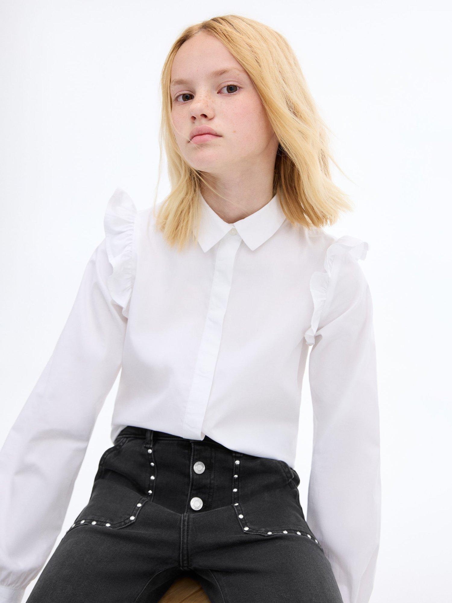 Product image 5 of 6, which shows Mango Kids' Studded Utility Jeans, Open Grey, 10 years