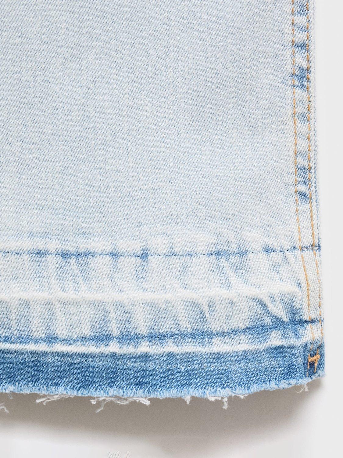 Product image 5 of 7, which shows Mango Kids' Agnes Denim Ankle Dungarees, Open Blue, 6 years