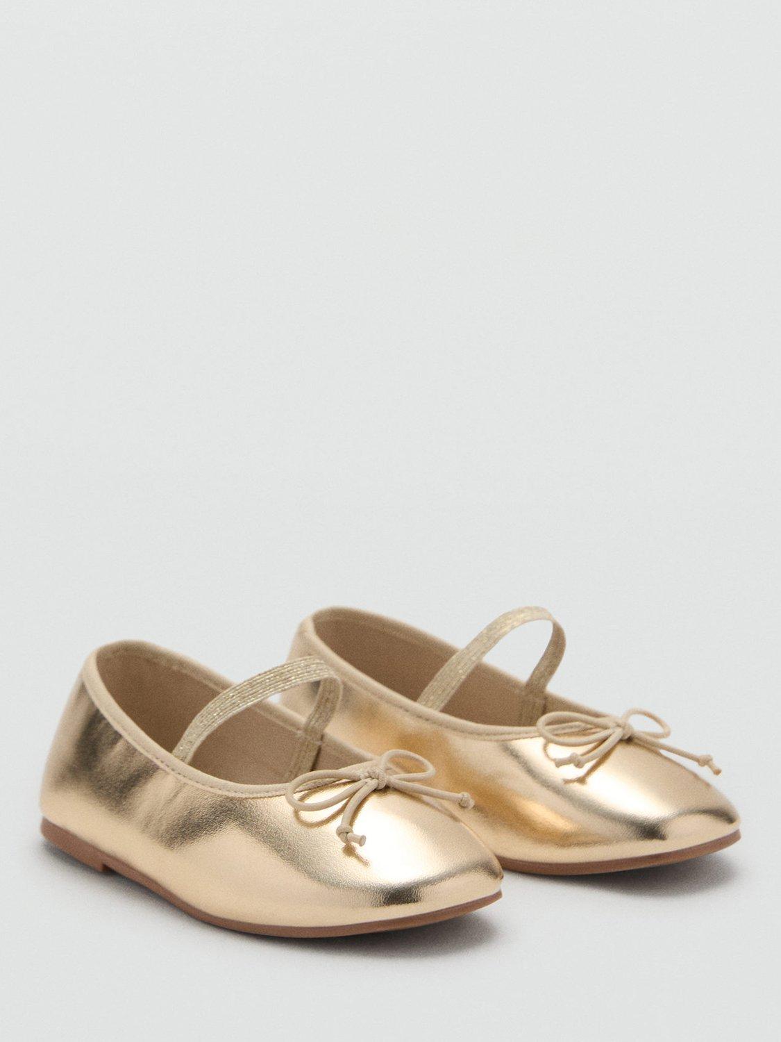 Product image 2 of 4, which shows Mango Kids' Gigi Ballerina Shoes, Gold, 8 Jnr