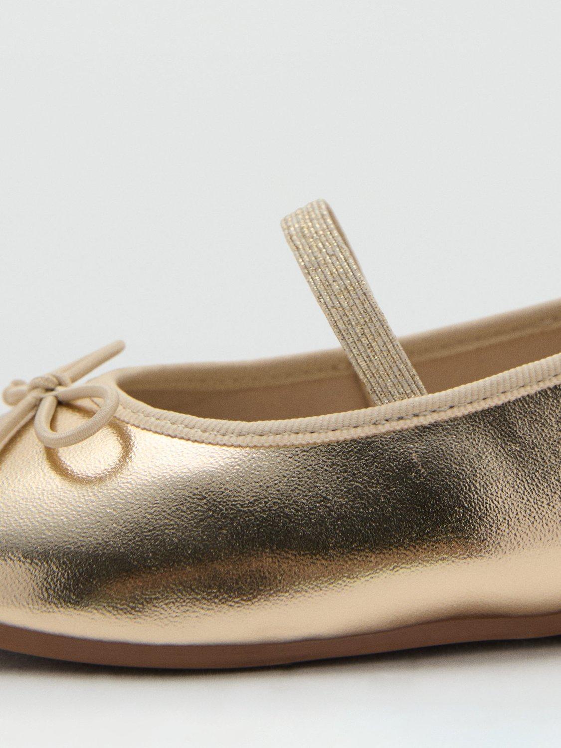 Product image 3 of 4, which shows Mango Kids' Gigi Ballerina Shoes, Gold, 8 Jnr