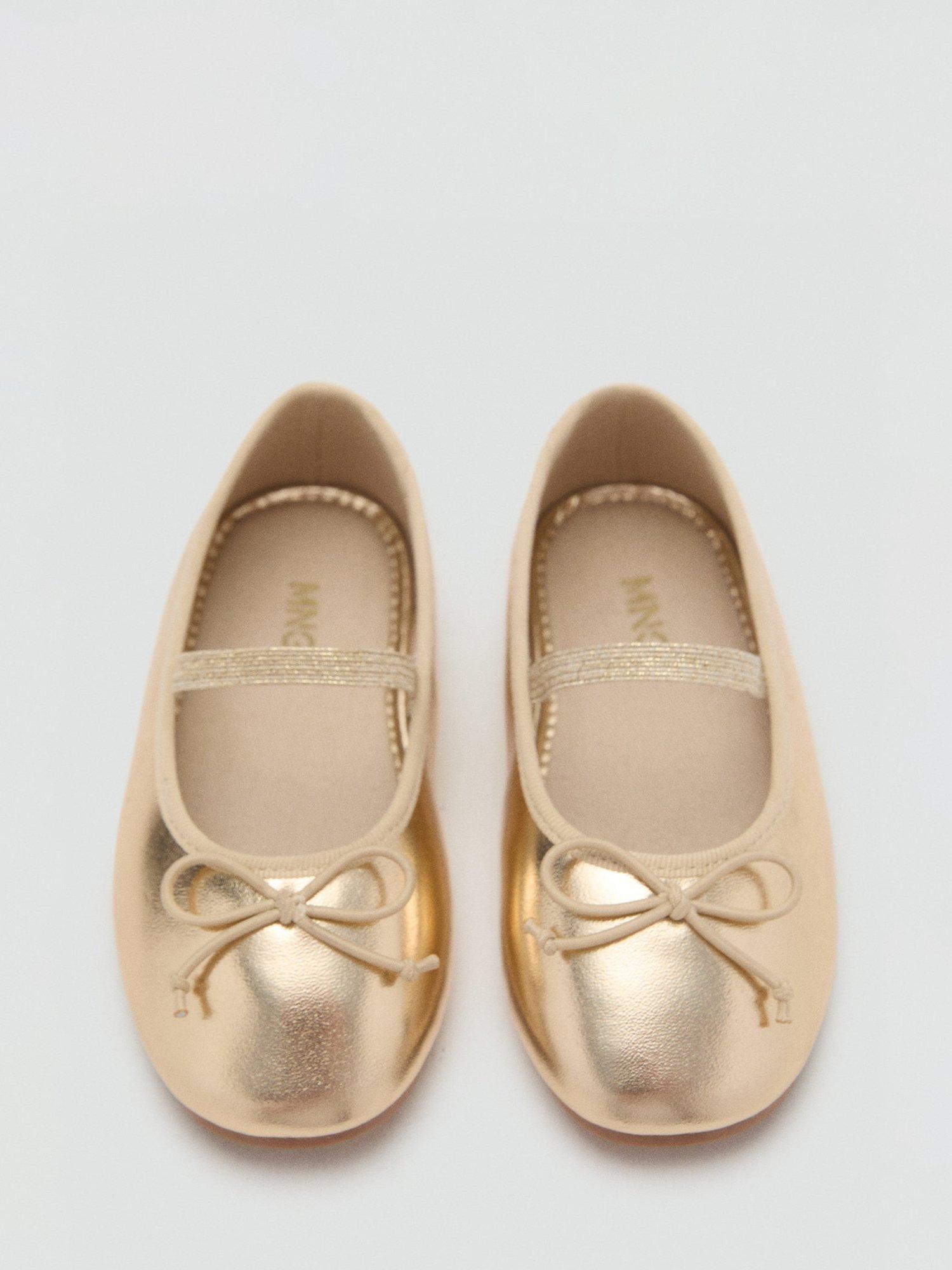 Product image 4 of 4, which shows Mango Kids' Gigi Ballerina Shoes, Gold, 8 Jnr