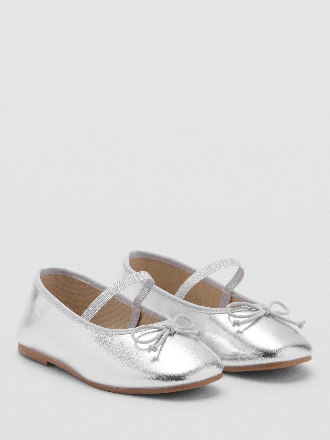 Product image 2 of 5, which shows Mango Kids' Gigi Ballerina Shoes, Silver, 4.5 Jnr