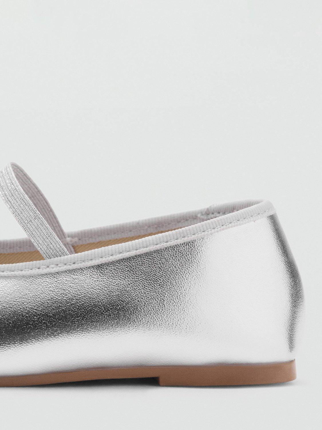 Product image 3 of 5, which shows Mango Kids' Gigi Ballerina Shoes, Silver, 4.5 Jnr