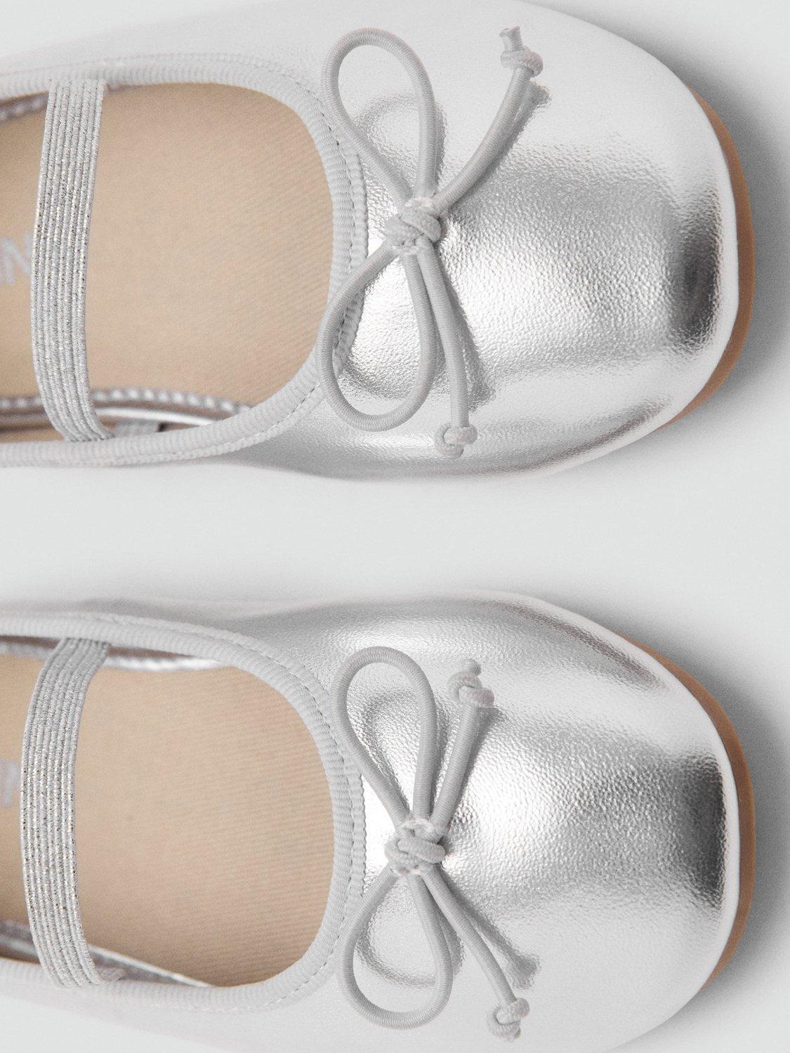 Product image 4 of 5, which shows Mango Kids' Gigi Ballerina Shoes, Silver, 4.5 Jnr