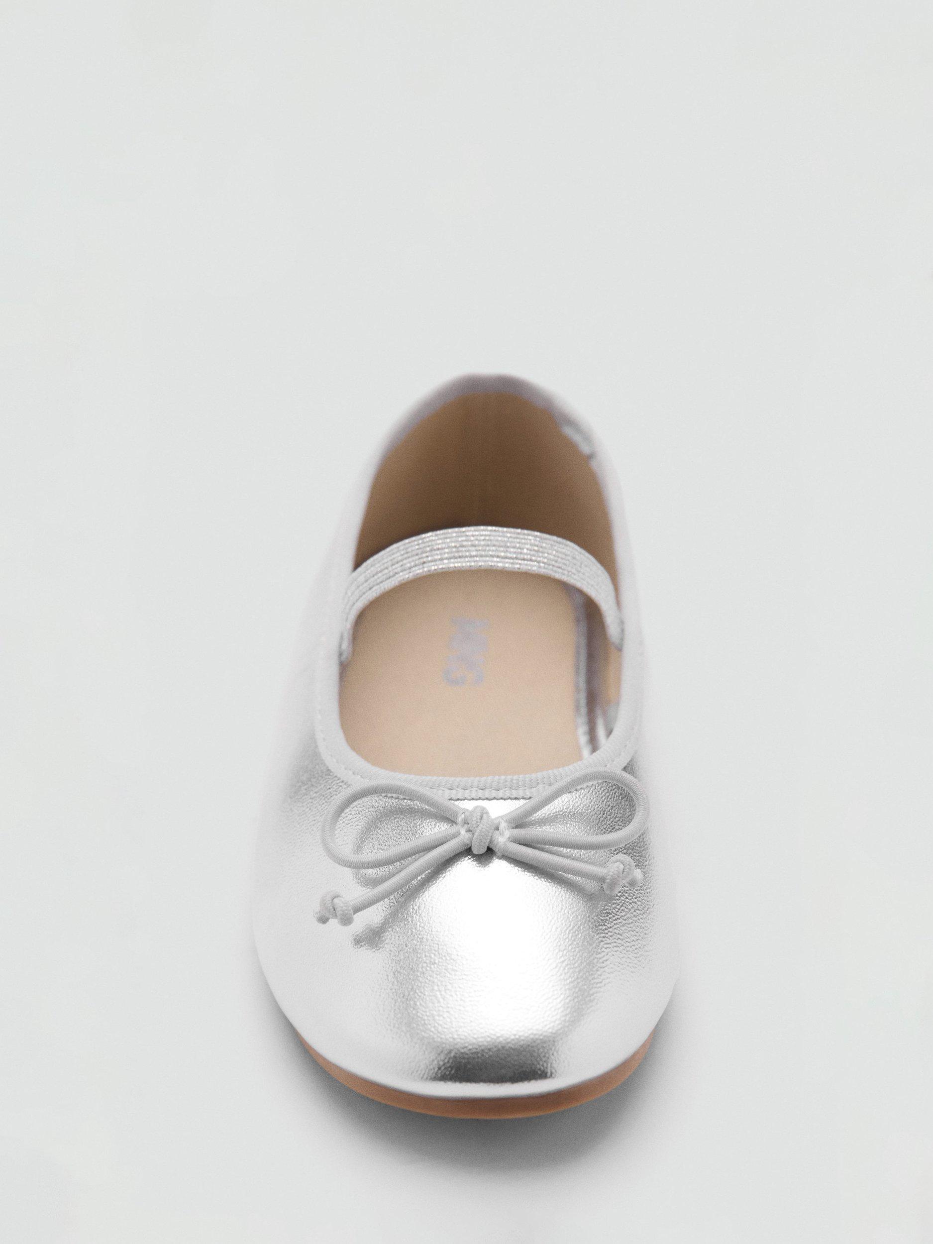Product image 5 of 5, which shows Mango Kids' Gigi Ballerina Shoes, Silver, 4.5 Jnr