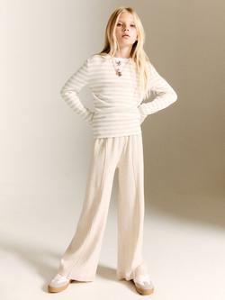 Mango Kids' Leather Lace Up Trainers, White - view 2, White