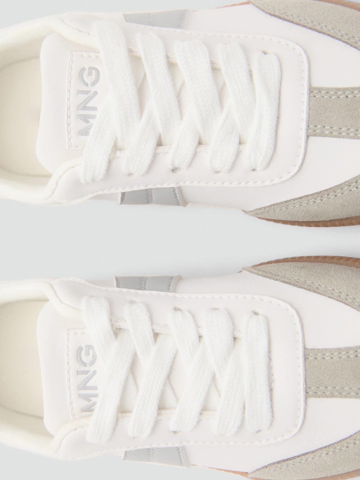 Product image 5 of 6, which shows Mango Kids' Leather Lace Up Trainers, White, 1