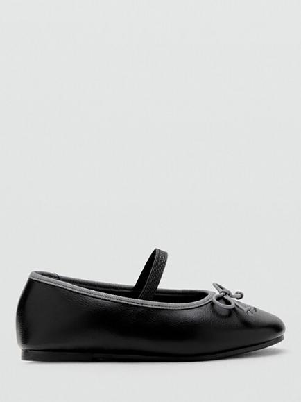 Mango Kids' Elise Ballerina Shoes, Black, Black