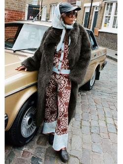 Never Fully Dressed Bandana Wide Leg Trousers, Brown - view 2, Brown