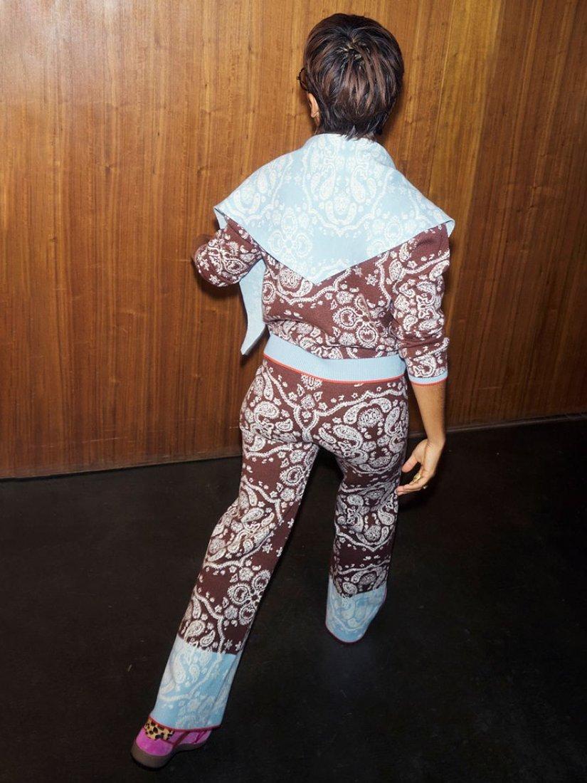 Product image 4 of 4, which shows Never Fully Dressed Bandana Wide Leg Trousers, Brown, XS