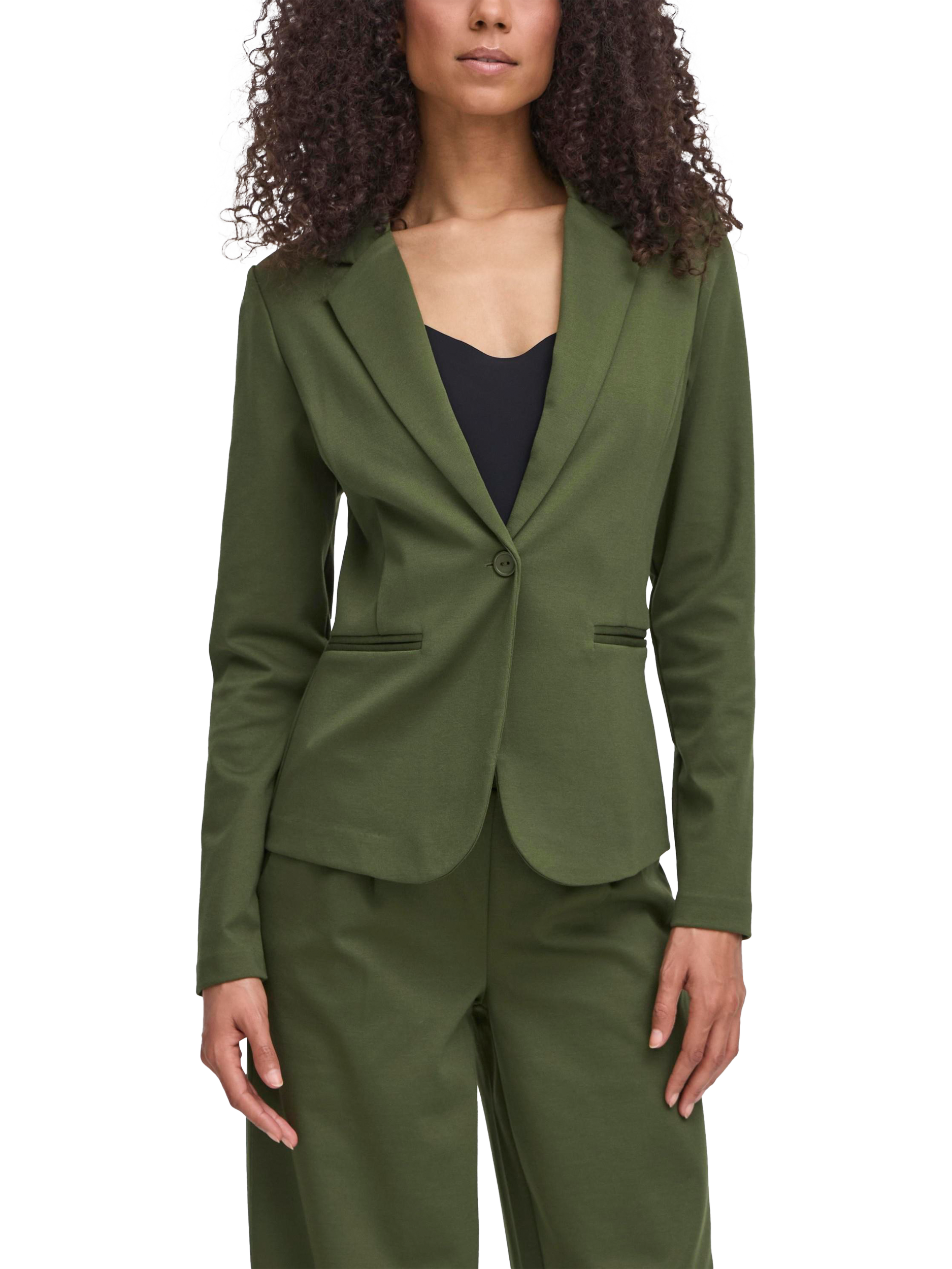 Product image 1 of 7, which shows ICHI Kate Slim Fit Blazer, Rifle Green, XS