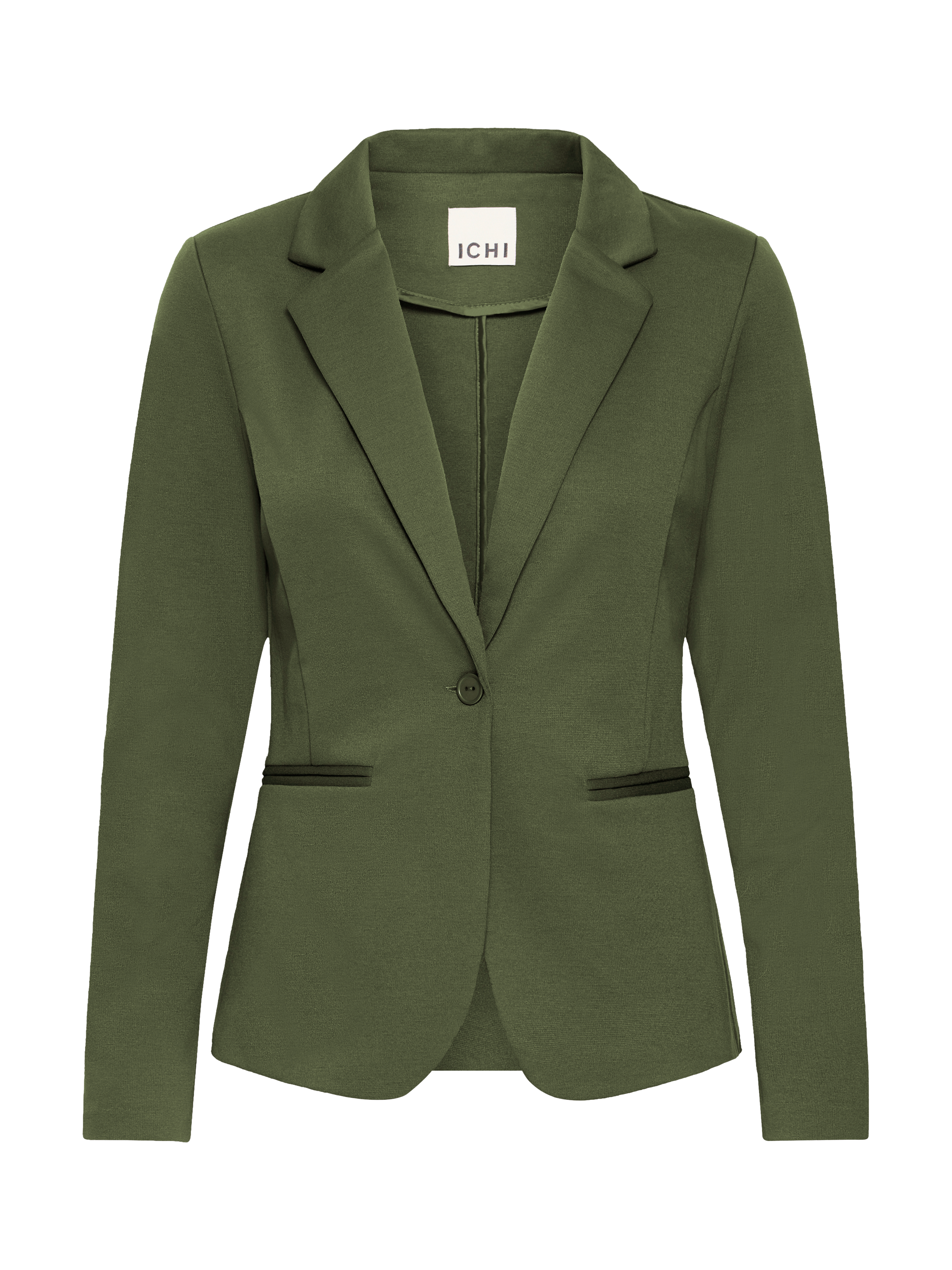 Product image 5 of 7, which shows ICHI Kate Slim Fit Blazer, Rifle Green, XS