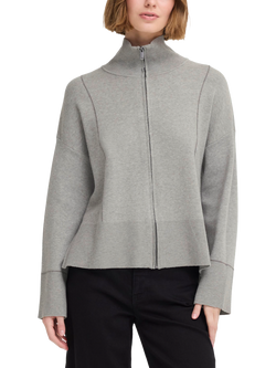 ICHI Ballia High Neck Cardigan, Grey Melange, Grey Melange