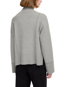 ICHI Ballia High Neck Cardigan, Grey Melange - view 2, Grey Melange