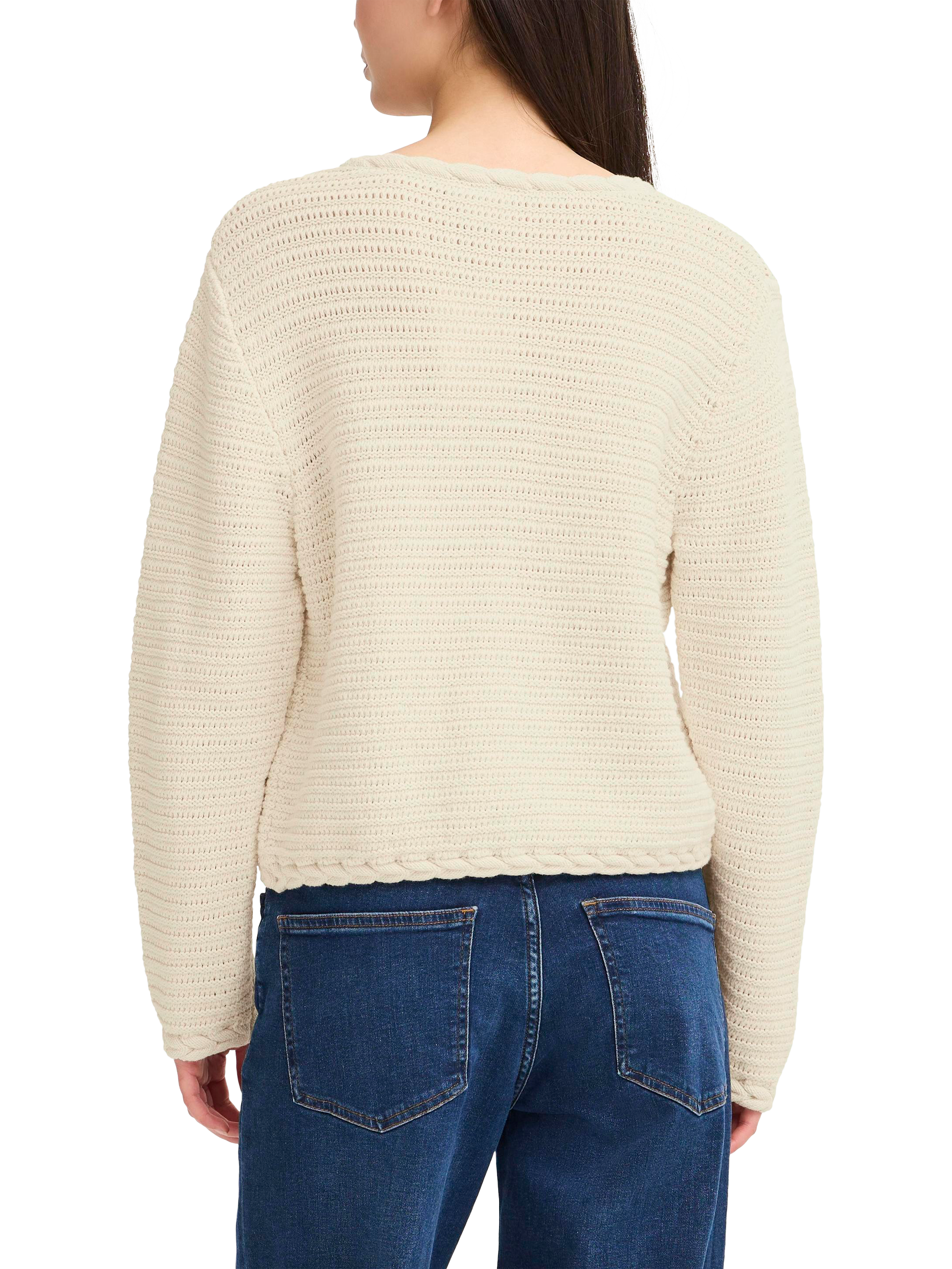 Product image 2 of 7, which shows ICHI Barisa Textured Stitch Cardigan, Birch, XS
