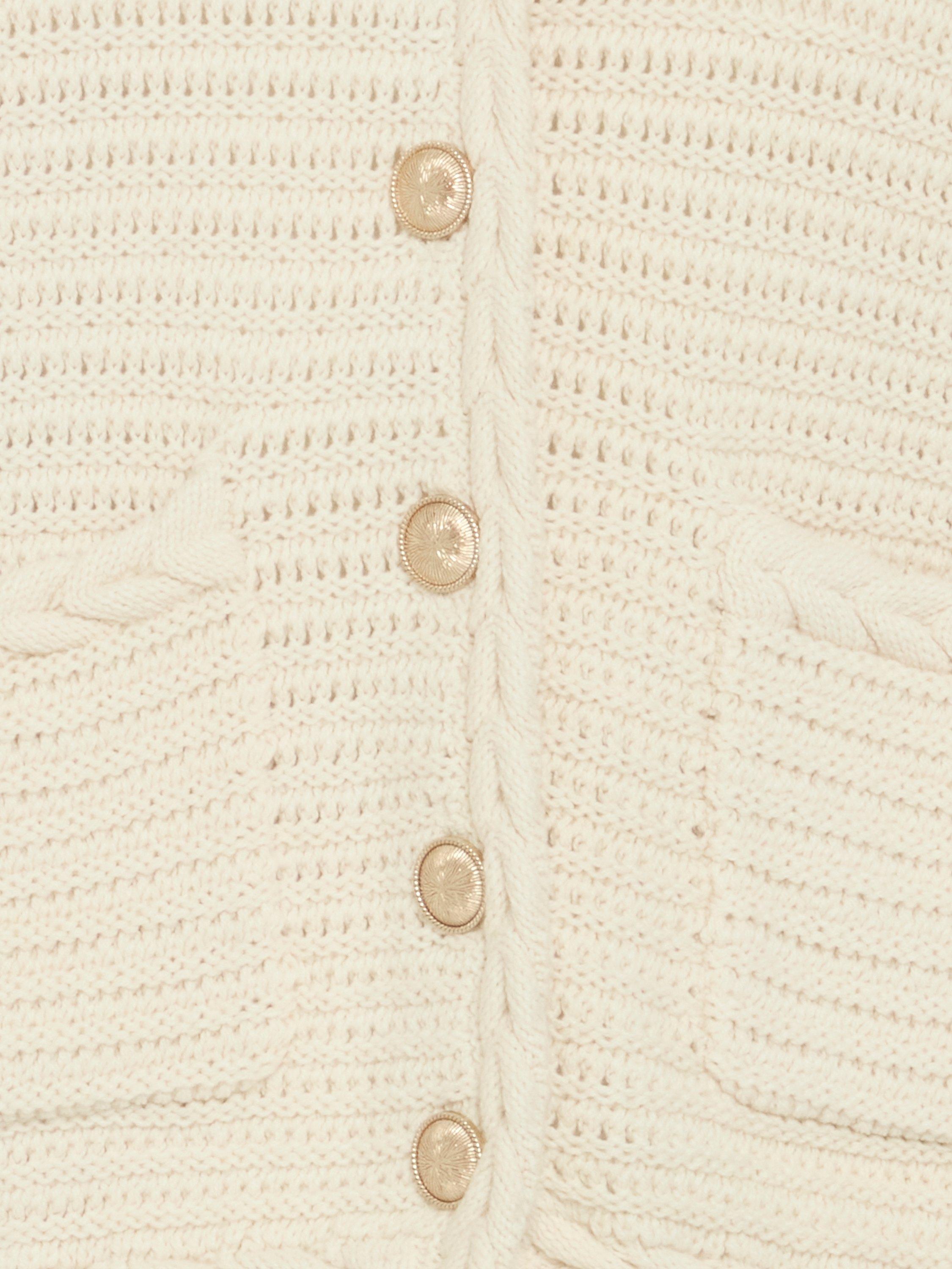 Product image 7 of 7, which shows ICHI Barisa Textured Stitch Cardigan, Birch, XS