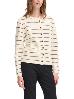 ICHI Besila Stripe Cardigan, Almond Milk, Almond Milk