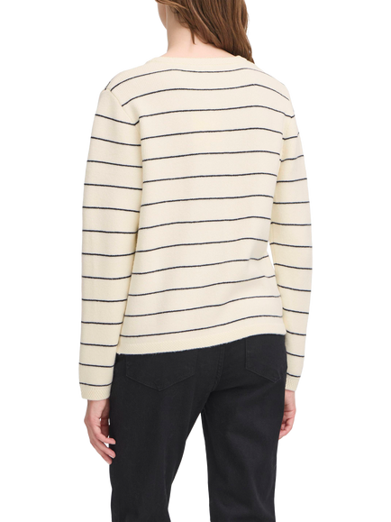 ICHI Besila Stripe Cardigan, Almond Milk - view 2, Almond Milk