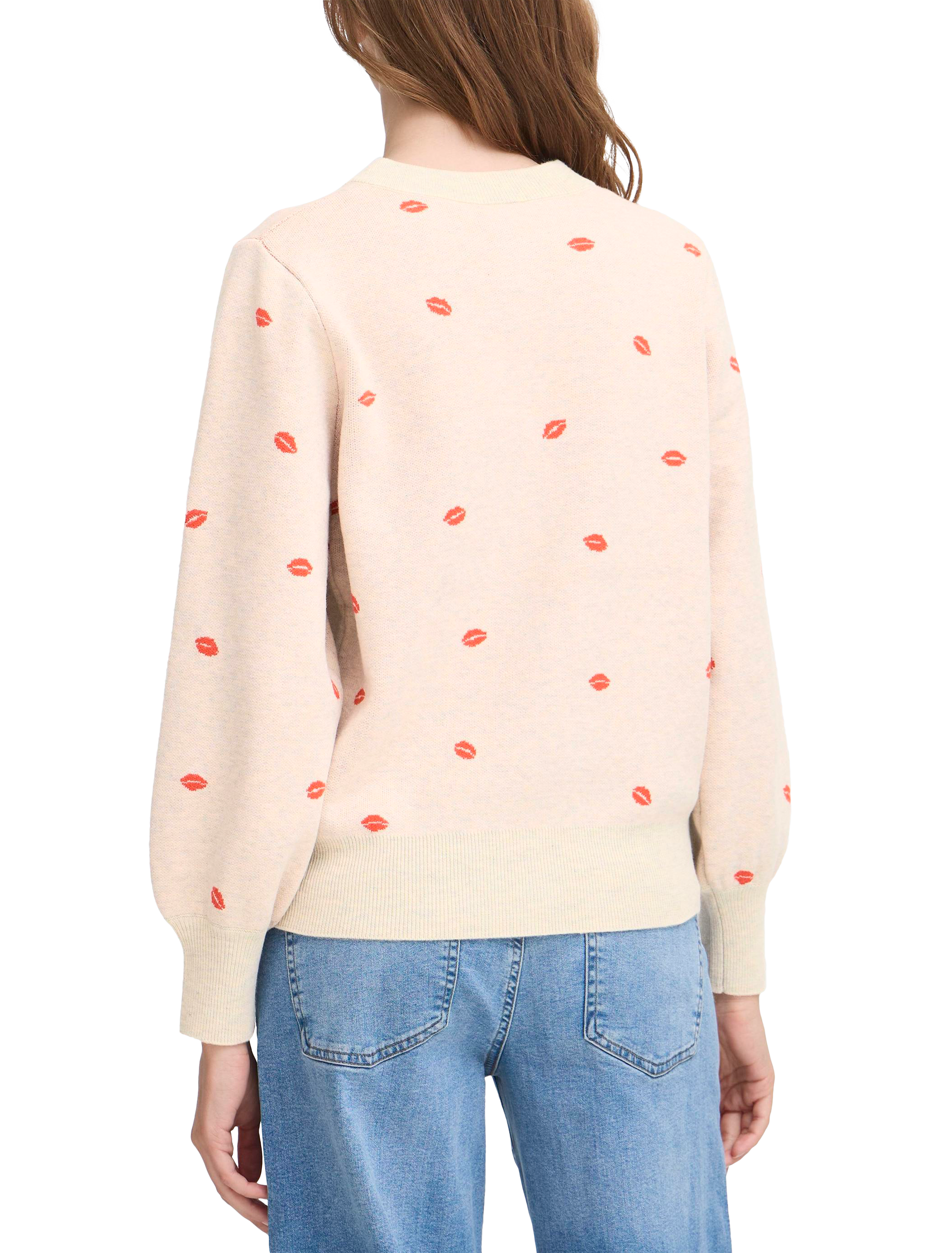 Product image 2 of 7, which shows ICHI Brielle Lips Cardigan, Oatmeal Melange, XS